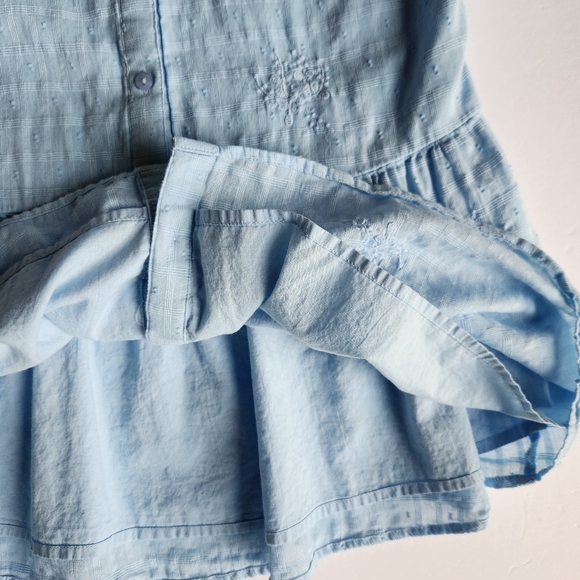 Isaac Mizrahi Live! Embroidered Textured Peplum Blouse | Light Blue XS A589914 - Picture 4 of 14